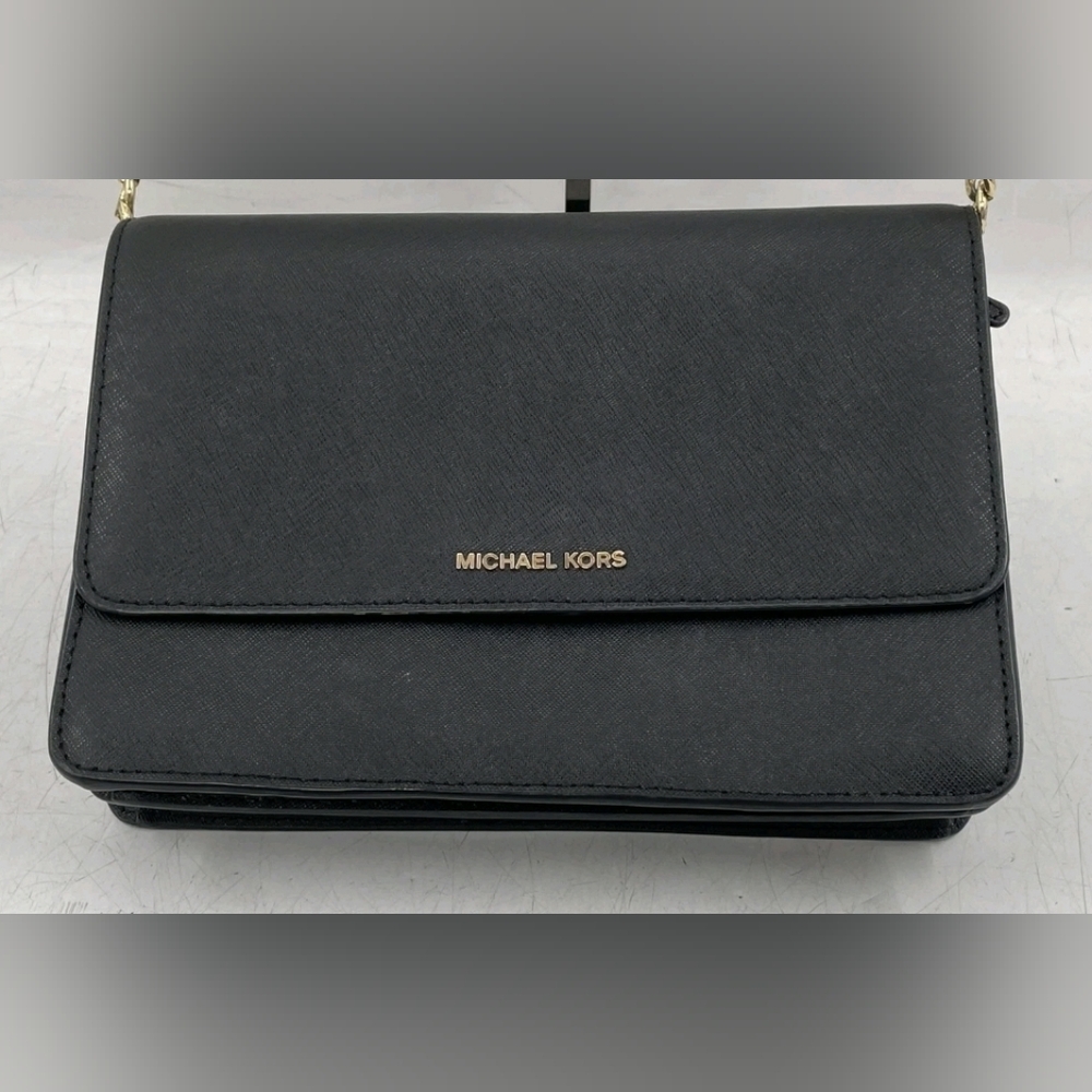 Michael Kors Black Saffiano Leather Crossbody Bag.